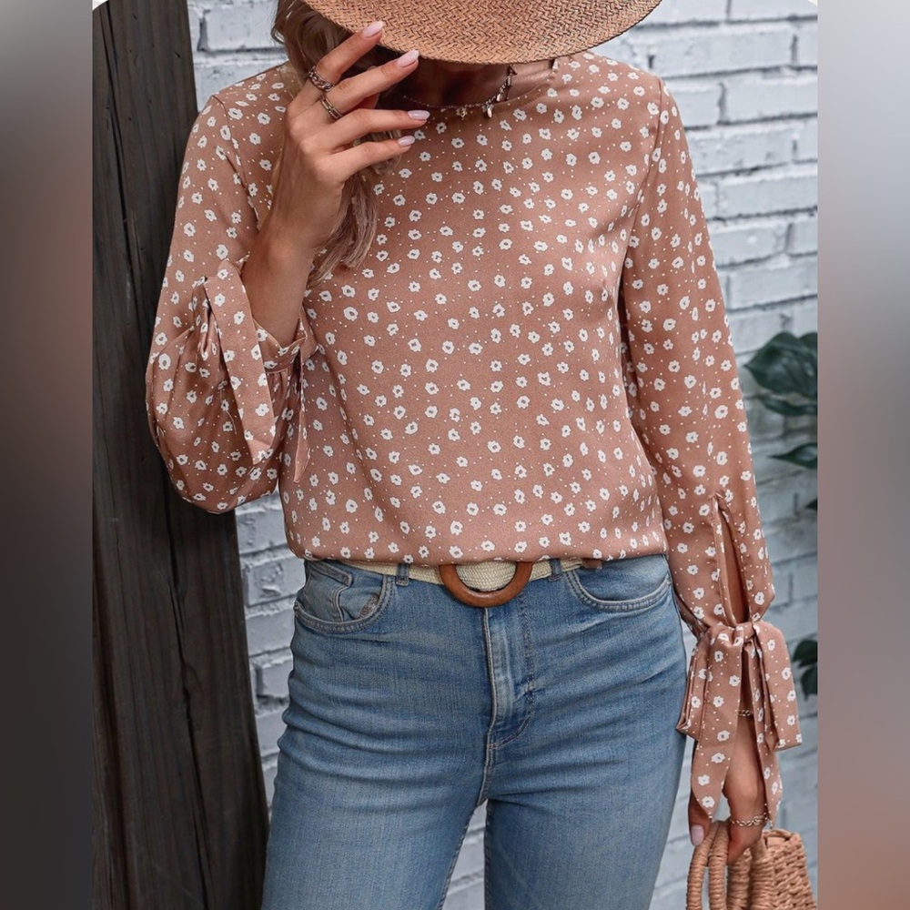 Pink floral blouse